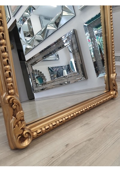 Ayna Denizi Princess Gold Model Altın Renk Dekoratif Ayaklı Boy Aynası Altın