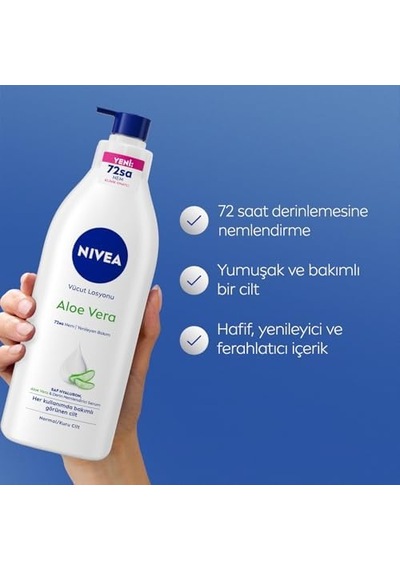 Vücut Losyonu Aloe 400 Ml, Normal Ve Kuru Ciltler İçin,72 Saat Nemlendirici,hyaluron,aloe,yenileyici Bakım