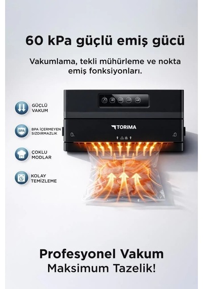Restoran Tipi Hediye Alternatif Hızlı Paketleme Gıda Mühürleme Vakum Makinesi Vs22 Siyah Çok Renkli