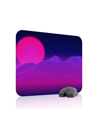 Vaporwave Grid Kaymaz Dikişli Kauçuk Oyuncu Mousepad V2 - 48x40 Xl Gaming Mouse Pad Fare Altlığı