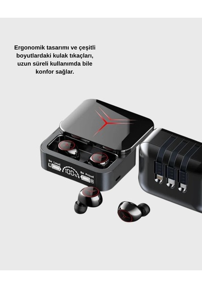 Bluetooth Powerbank Kulaklık Kablosuz, Uzun Pil Ömrü, Dokunmatik Ve Yüksek Ses Kalitesi