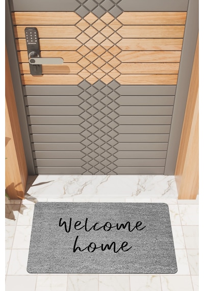 Rugmood Modern Dijtal Baskı Gri Welcome Home Kapı Önü Paspası Kapı Önü Paspası Çok Renkli