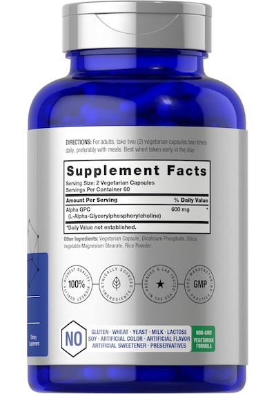 Horbäach Alpha Gpc Choline Healthy Memory Focus And Clarity 600mg 120 Caps Aromasız
