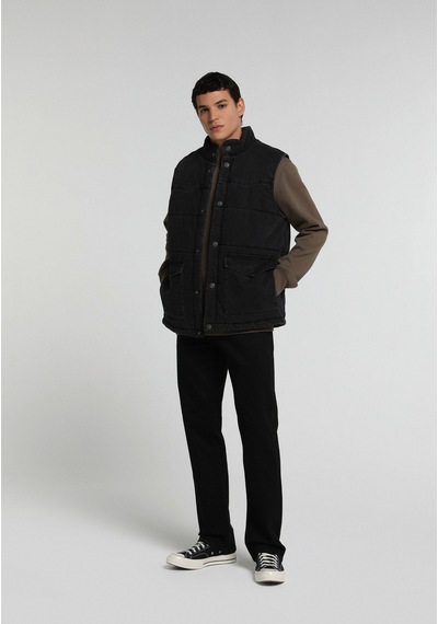 Colin's Colins Regular Fit Dik Yaka Çıtçıtlı Astarlı Erkek Black Denim Yelek Cl1082648 Q1.v1 Dn45136