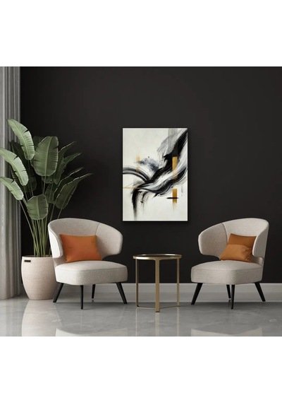 Siyah Gold Soyut Kanvas Tablo 70x100cm Siyah - Beyaz