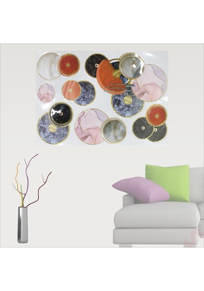 3 Boyutlu Dekoratif Duvar Sticker Seti, Renkli