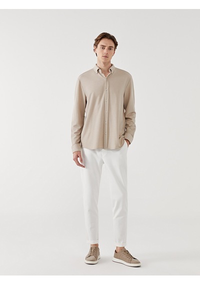 Lcw Vision Bej Slim Fit Uzun Kollu Erkek Dokulu Gömlek