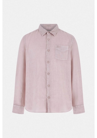 Guess Eco Napa Lınen Solıd Ls Shırt Pembe Erkek Gömlek M6gh59w1827-f6bx
