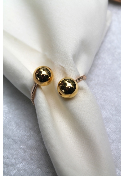 12 Adet Gold Bead Metal Halkalı Peçete Yüzüğüxx