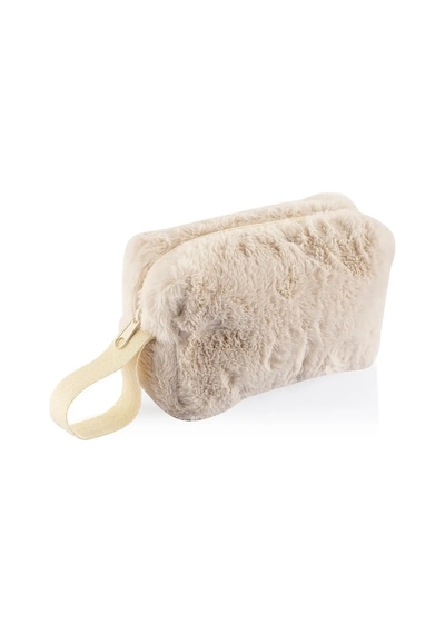 Chic Clutch Seyahat Makyaj Organizeri Kozmetik Çantası Tüy Peluş - 250 Krem