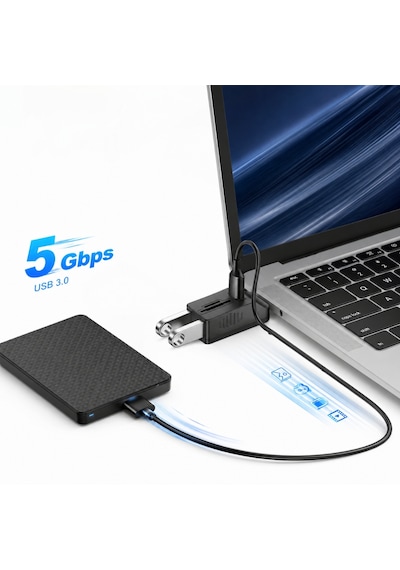 Alfais 6080 Usb 3.0 Hub 5 Port Çoklayıcı Sd Tf Micro Sd Mmc Kart Okuyucu Splitter Çevirici