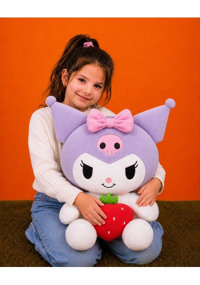 Yeni Seri Çilekli Kuromi Peluş Oyuncak 50cm - Hediyelik Oyuncak & Polly Toys Açık Mor