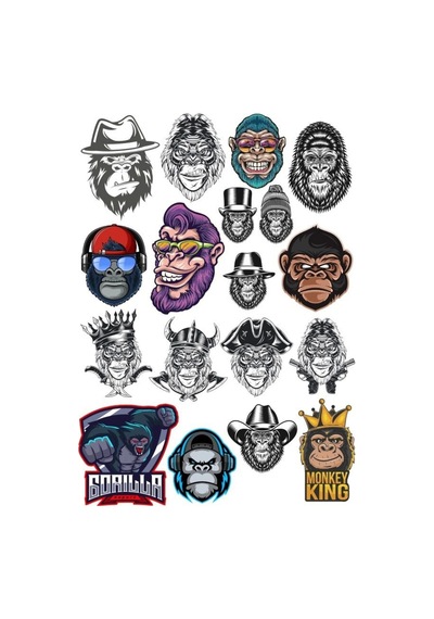 Goril Sticker Set-6 15 Parça Telefon, Tablet, Defter, Laptop Sticker