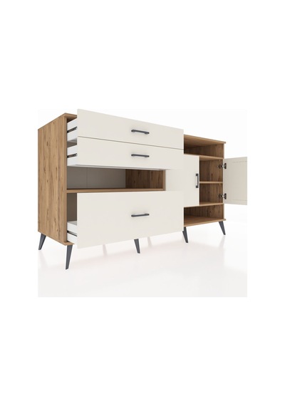 Kronos Konsol 4 Raflı 3 Çekmeceli 2 Kapaklı 176x59x99 Çam-aytaşı Çam-aytaşı