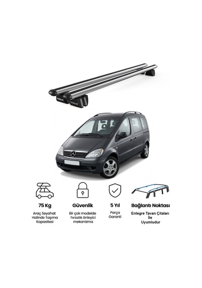 Pençe Mercedes-benz Vaneo Ara Atkı W414 2002-2005 Uyumlu Gri Ara Atkı Port Bagaj Tavan Barı