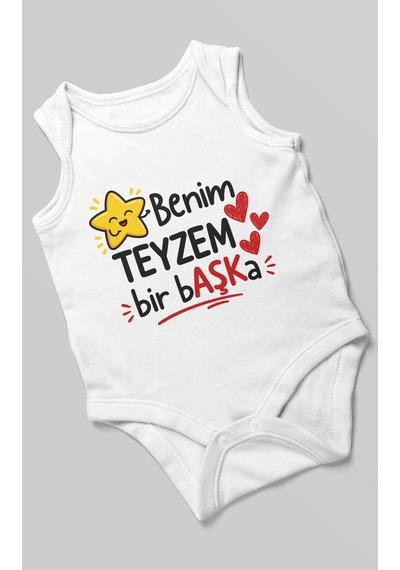 Morivokids Benim Teyzem Bir Başka Sıfır Kollu Bebek Zıbını %100 Pamuk Beyaz