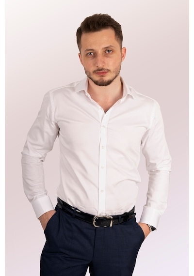 Erkek Beyaz Ithal Saten Gömlek Beyaz