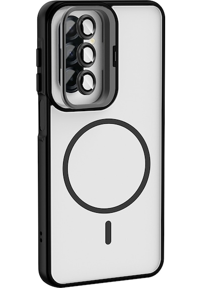 Galaxy Uyumlu A17 Kılıf Standlı Ve Kamera Lens li Mkst Etro Kapak - Gri Gri