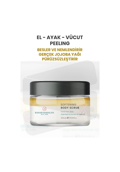 Bahar Babacan Jojoba Yağı Özlü ve Mineral Tuzlu Yumuşatıcı Etkili El Ayak ve Vücut Peeling 300 ML