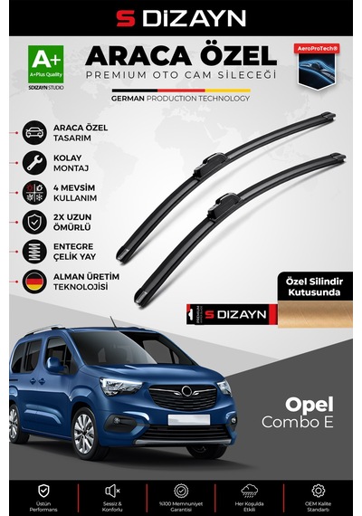 S-dizayn Opel Combo E Ön Cam Silecek Seti 2018 Üzeri Premium Araca Özel 65-43 Cm A+ Kalite