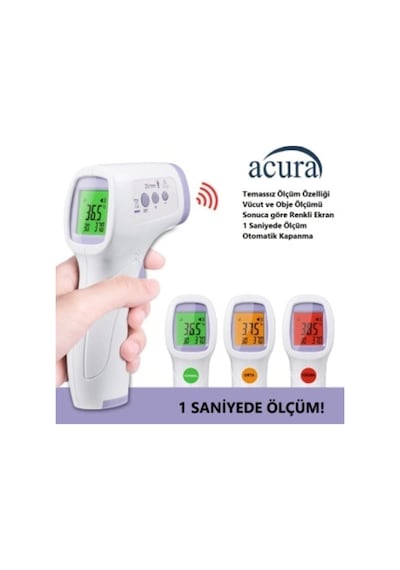 Temassız Kızılötesi Ateş Ölçer Renkli Ekranlı, Nesne Ve Vücut Ölçer Ac-9270 Çok Renkli