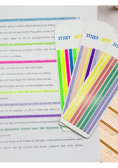 Ezoshop Şeffaf Renkli Yapışkan Not Kağıtları Defter Yer İmleri Etiket Ayraç Sticky Notes Uzun Şeritler Yeşil