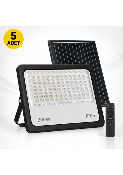 Cata 200w Solar Led Sokak Projektör Ct-4649 Beyaz Işık 5 Adet