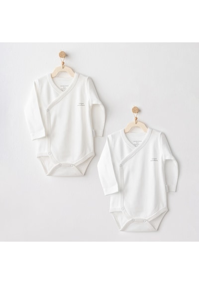 Andywawa Side Snap Basic 2'li Bebek Zıbın Body Ac25213 Ekru