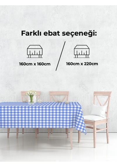 Kareli Masa Örtüsü Mavi 160x220cm