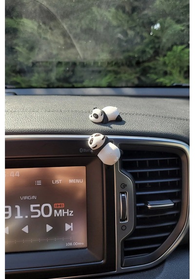2 Adet Dekoratif Mini Panda Figürü - Araç İçi Klima Aksesuarı & Masa Üstü Obje - 3d Baskı  1 Adet