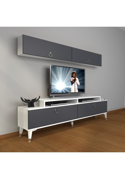 Decoraktiv Ekoflex 5 Mdf Gold Tv Ünitesi Tv Sehpası - Beyaz Antrasit Beyaz - Antrasit Decoraktiv Ekoflex 5 Mdf Gold Tv Ünitesi Tv Sehpası - Beyaz Antrasit Beyaz - Antrasit