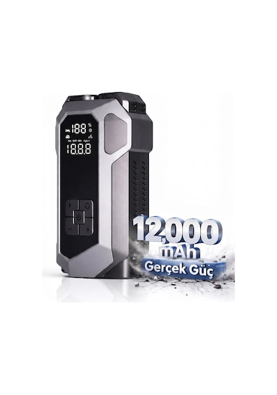 Akü Takviye 4 İn 1 Şarjlı Akü Takviye Cihazı 12.000 Mah Gerçek Değer Akım Koruma Güçlü Seri