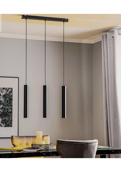 Mylights Spor Modern Led Avize Masa Üstü Sıralı Ampul Dahildir Led Avize Siyah