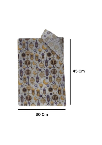 Ramazan Temalı Pelur Kağıdı İftar Hediye Paketleme Kağıdı Beyaz Zemin 18 g/m 30 x 45 CM 12 Adet