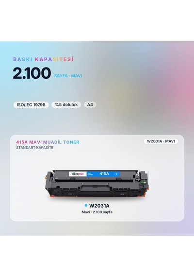 Hp Color Laserjet Enterprise Mfp M480f W2031a Mavi Uyumlu Toner