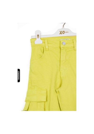 Xo Kids Yırtmaçlı Geniş Paçalı Kargo Cepli Kız Çocuk Pantolon 5-14 Yaş 2428
