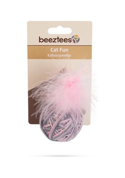 Hnrlıshp Beeztees Kedi Oyuncağı, Top Tüylü, Yün, Pembe Ve Gri, 5cm