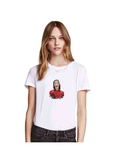 La Case De Papel Baskılı Beyaz Kadın Tshirt (534309450)