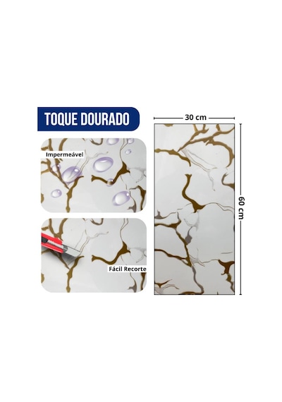30x60cm Elit Gold Mermer Desen Yapışkanlı Banyo,tezgah Arası Kaplama Duvar Paneli Kağıdı Tx-077 Altın