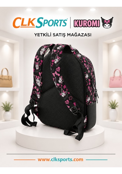 Kuromi Okul Çantası , Çift Gözlü Kalem Çantası , Kuromi Anahtarlık Ve Matara Seti 1 Parça