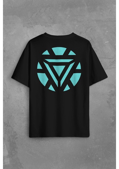 Arc Reactor Iron Man Demir Adam Sırt Ön Baskılı Oversize Tişört Unisex T-shirt 001