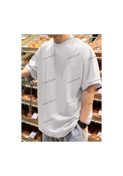 Tarzsokak Düz Erkek 1 Baskısız Baskılı Oversize Kalıp Unisex T-shirt Beyaz
