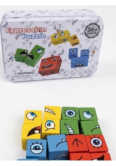 Ahşap 4 Kişilik Yüz İfade Oyunu Magic Cube Eğlenceli Masa Oyunu Max. 4 Kişi