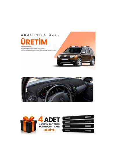 Dacia Duster 1.nesil Makyajsız 2009-2013 Uyumlu Torpido Koruma Örtüsü Oto Kılıfı - Siyah