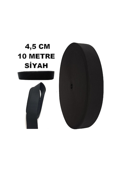 Çamaşır Don Etek Bel Paça Bebe Lastiği Yassı Yumuşak Bel Lastik 10 Metre Siyah-4.5 Cm