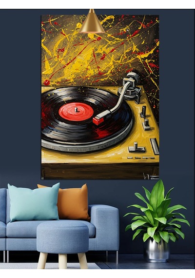 Pikap Kayıt Vinil Müzik Dekoratif Kanvas - Mdf Ahşap Tablo
