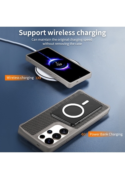 Teleplus Apple Uyumlu iPhone  15 Plus Kılıf Karbon Fiber Magsafeli 360 Dönerli Standlı Alp Kapak