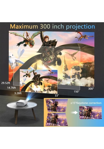 Roconia Tripodlu 1080P FHD Mini Projektör
