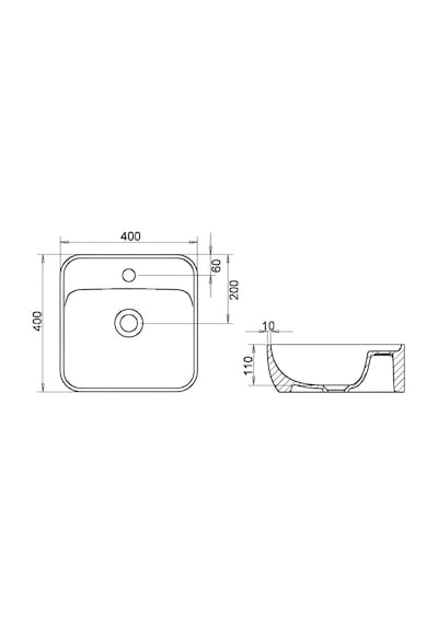 Turavit PRT0711 Porto Batarya Delikli Çanak Lavabo 40 x 40 CM