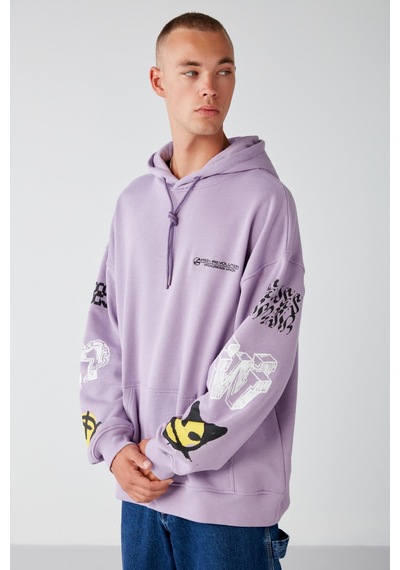 Grimelange Smıle Relaxed Oversize Lila  Sweatshirt